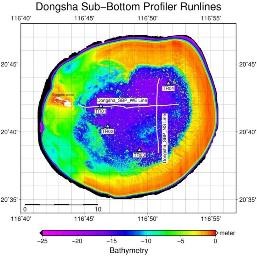 Sediment profiler detection and seabed seismograph triangle deployment location map