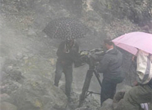 NCG film crew filming the fumaroles at Siaoyoukeng